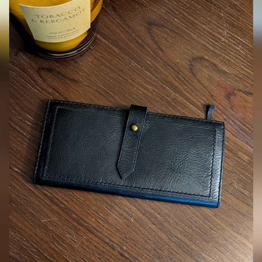 Madewell black leather post wallet